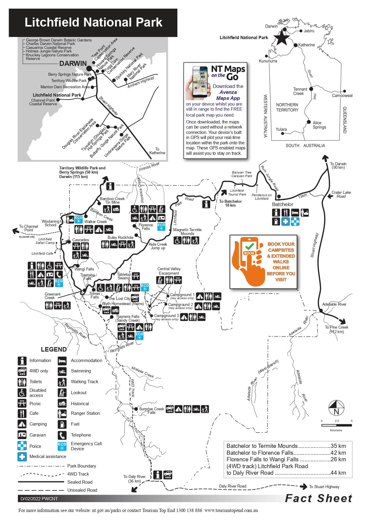 Litchfield National Park map. Source: Parks & Wildlife Commission of the Northern Territory.