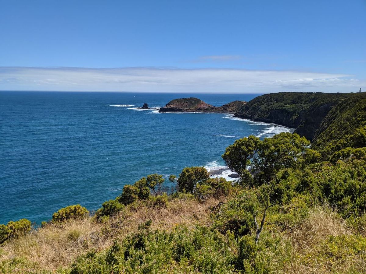 Cape Schanck to Bushrangers Bay trail, Mornington Peninsula. Cape Schanck Lighthouse in the distance.