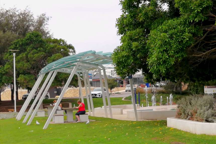 Enjoy water play with fountains and a safe, kids-friendly beach all in one place at Ngarkal Beach Water Park.