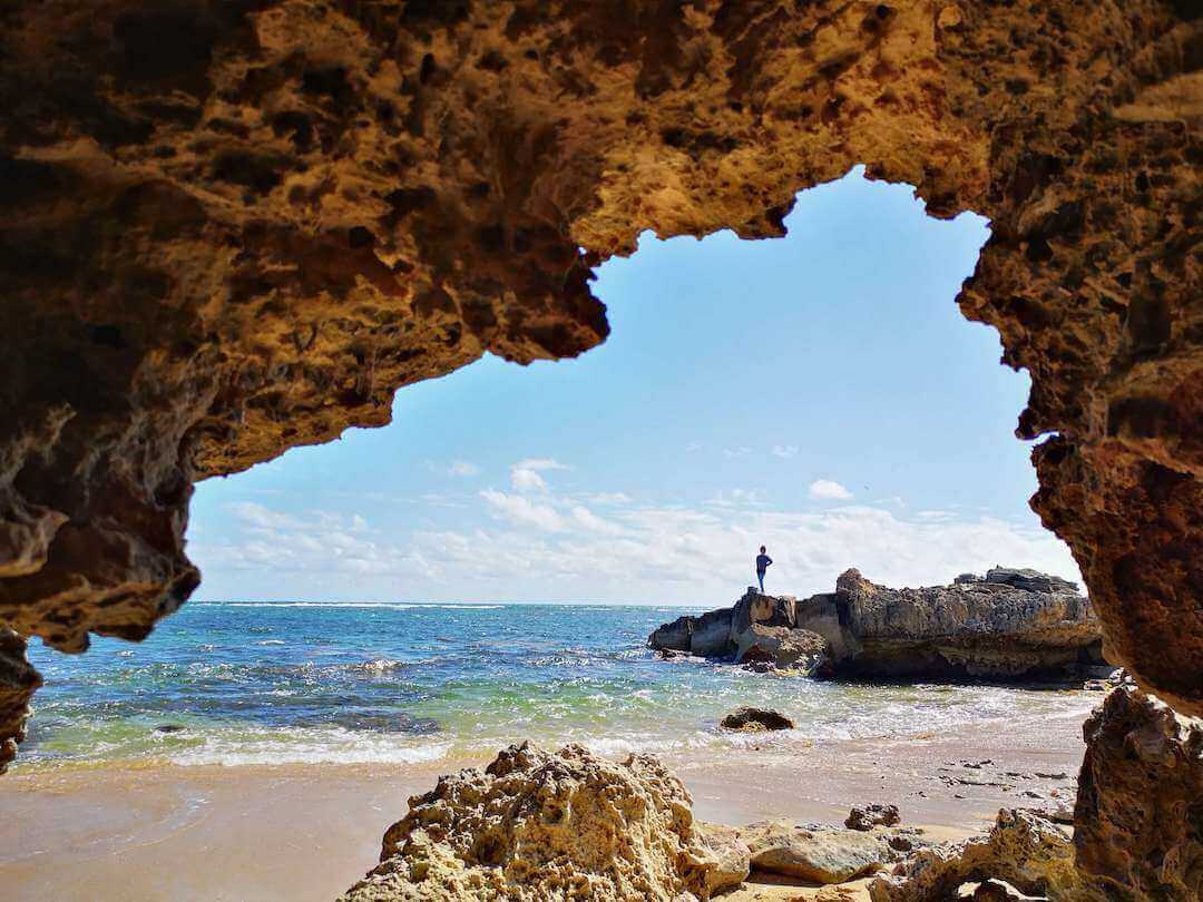 Fantastic rock formations at Point Peron beach in Perth.