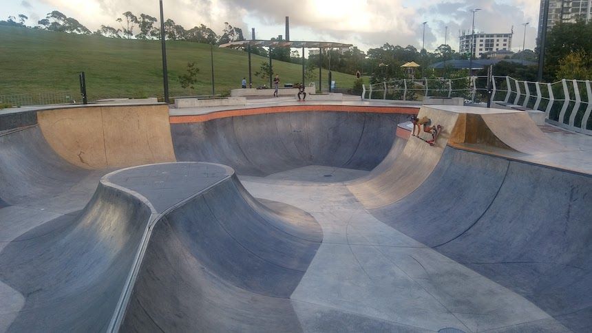 Sydney Park Skatepark in Erskineville, NSW.